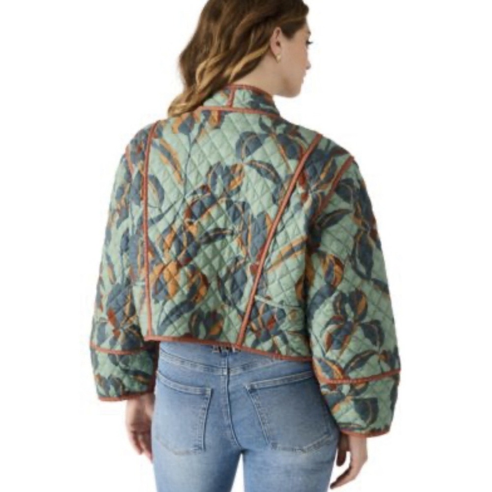 Steve Madden Women's Adalynn Cropped Quilted Jacket NWT Dark Sage XL